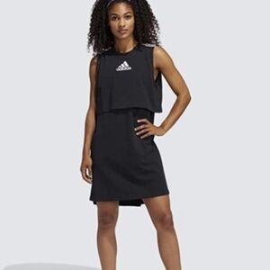 Adidas black dress NWT 3 stripe Game & Go‎ sleeveless side pockets xs GG